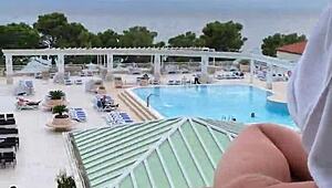 Why not join me masturbating with Lisa on the balcony, flashing our asses?