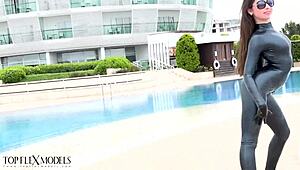 Latex Flexible Doll in Outdoor Fetish