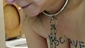 french milf slave humiliates herself in public