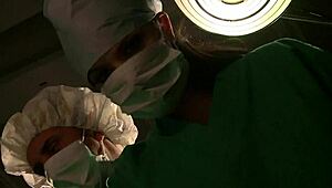 Sexy doctor takes advantage of male nurse in hospital threesome!