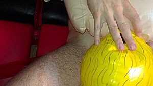 Close-Up Attempt to Fuck Inflatable Doll's Mouth