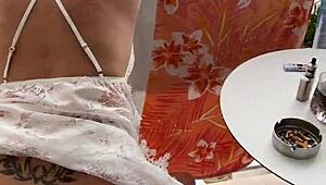 Why not join me masturbating with Lisa on the balcony, flashing our asses?