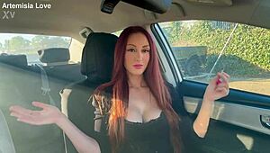 Artemisia Love, the Italian milf, smokes sexily in her car