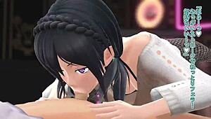 mmd girl casually performs blowjob in animated scene