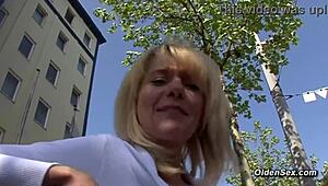 German Blonde MILF Intensely Masturbates With Vibrator On Casting