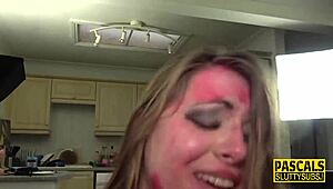 Dominated chubby submissive woman is finally untied from bondage restraints