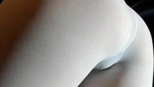 look at this milf's big ass in pantyhose