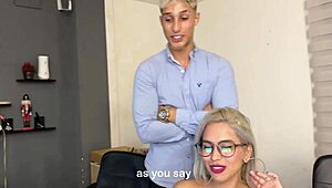 Hot Secretary Screams While Fucking Co-Worker On Desk And Cums On Glasses!