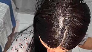 minha madrasta simples amorosa e preocupada da um boquete rico e profundo babando me mostrou o quão fundo ela pode fazer garganta profunda para aliviar meu pau eu a fodi em troca 😍