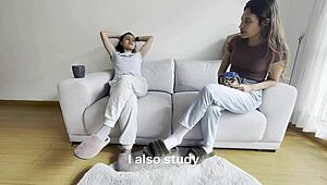 Eating Friend's Pussy At Home In Sensual Lesbian Encounter