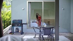 How lucky am I with this juicy neighbor? She caught me jerking off.