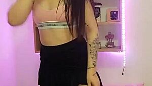 Brazilian girl dances funk with wet moves.