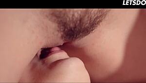 'oh god, i'm receiving my first ever squirting orgasm from muff diving,' moans the 18-year-old czech lesbian.