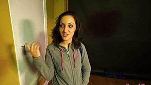 Brunette Ryann sucks cock, craving deep pussy fucking with intense pleasure