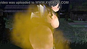 Samurai mistress teases her play thing with cartoon farting domination