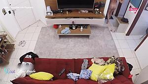 i tryed on clothes for the delivery boy and sucked him till he came on me