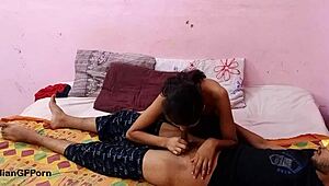 Skinny Indian teen takes huge cock deep into her tight pussy passionately