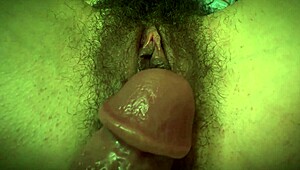 Look at This Hairy Horny Pussy Close-Up Being Teased by Big Dick!