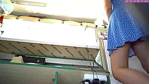 Sexy Blonde Step Sister Voyeur Hidden Camera Upskirt at Work Part 11