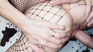 I'm bending over in stockings for passionate anal sex at home.