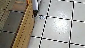 Mexican culona woman shopping in the store with her big ass