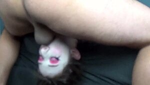 Mad Moxxi gets rough head hanging throat fuck. Balls deep cum in throat as she stares.