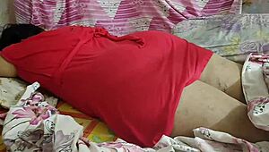 wild hot desi girlfriend in red gets body massage