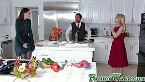 I watch the classy milf ride my stepsons dick in reverse cowgirl, deepthroating and swallowing cum.