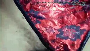 Ebony girl in red panties gets fucked with condom, contrasting passion and caution.