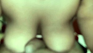 The stepmother with huge tits deepthroats her stepson's cock until he cums in her mouth