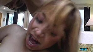 in threesomes with this kinky blonde asian, they always do deep anal creampies and intense double penetration