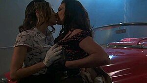 Celeste Star and Linsey McKenzie on the vintage car roof