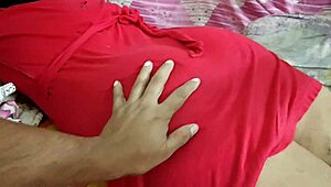 wild hot desi girlfriend in red gets body massage