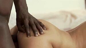 blonde with tight little pussy screwed hard by black dick!