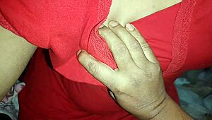 wild hot desi girlfriend in red gets body massage