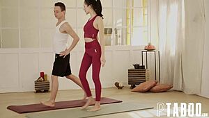 Alyssa Bounty partners with Nikki Nuttz in taboo yoga POV blowjob and fucking