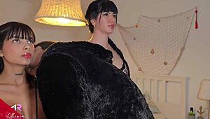 Hard threesome sex with AI dolls Athenea Rosse, Yenifer Chacon, and Tommy Cabrio