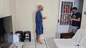 cuckold husband invites friend to watch and join wife sex