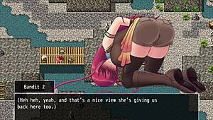 Makina Modder H-Scene 02 - Fallen Makina is tied up and convinces bandit leader Bardo to allow her to become his woman through dogeza the use of her throat pussy and a massive facial