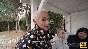 Swap4K Kinky Couple Fucks Young 18+ Girl After Feet Massage While Cuckold Boyfriend Watches