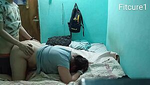 amateur couple rides with emo latina in pink white thong