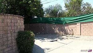 Slim Brown Skin Teen with Blonde Hair Pick Up and Seduce to Hard Fuck by Big Dick Black Guy