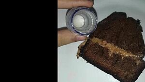 This cake is topped with delicious cum