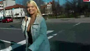 German blonde teen appears naked in public