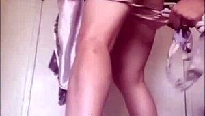 amoul solo 829 - fucking a white woman standing from behind sexually dressed satin panties down high heels