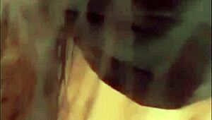 Quietly fucking the friend's plump wife while he jerks off in the bedroom