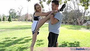 Skinny cheerleader Carmen fucks stepbro today!