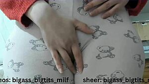 milf in pajamas masturbates showing her big ass and camel toe