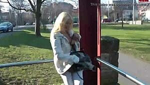 German blonde teen appears naked in public