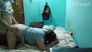 amateur couple rides with emo latina in pink white thong